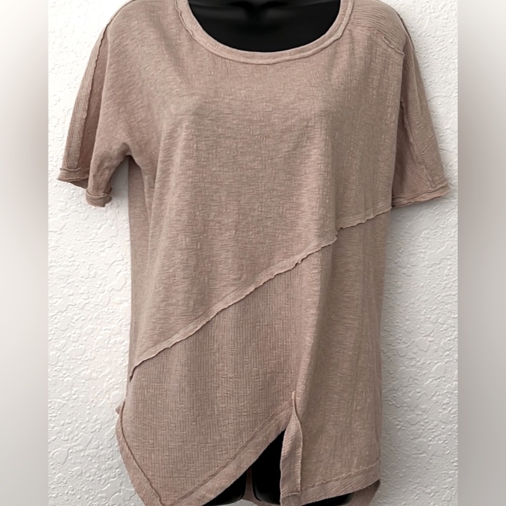 MARIA RERIO Assymetric hem top lagenlook bougie‎ beige neutral